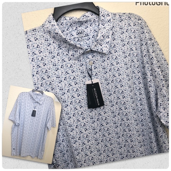 Mizzen+Main Mens XXL Versa Polo Shirt Trim Fit Short Sleeve Golf Graphic NWT - Picture 1 of 12
